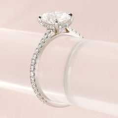 Style 103366: The Victoria Engagement Ring for Round Center with Pavé Lab Diamond Band and Under Bezel