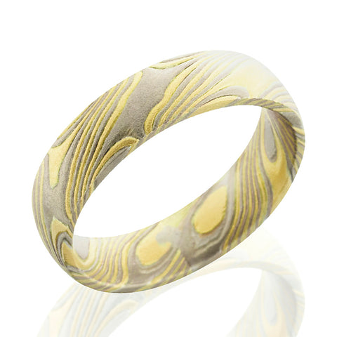 Style 103844: Mokume 5mm Domed with 14KR, 14KW, PD, SS
