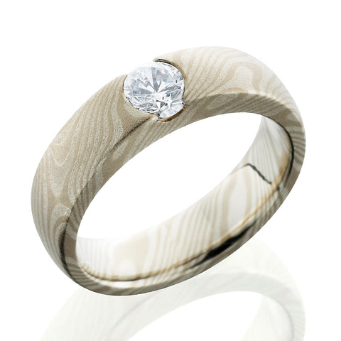 Style 103846: Mokume 5mm Domed with PD, SS and Center Stone