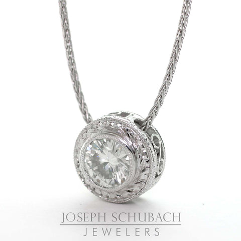 Hand Engraved Round Pendant with Scroll Detailing (Style 647)