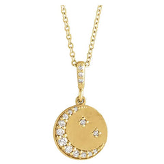 Style 104624: Diamond Crescent Moon and Stars Disc Necklace