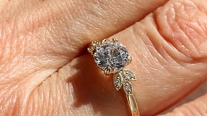 Style 104611: Delicate Leaf Design Engagement Ring with Lab Diamond Accents