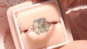 Style 103308: Split Band Engagement Ring With Lab Diamond Leaf Accents And Pavé Basket Base