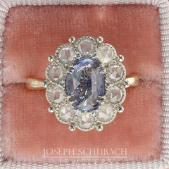 Style 104616: Rose Cut Sapphire and Diamond Halo Engagement Ring
