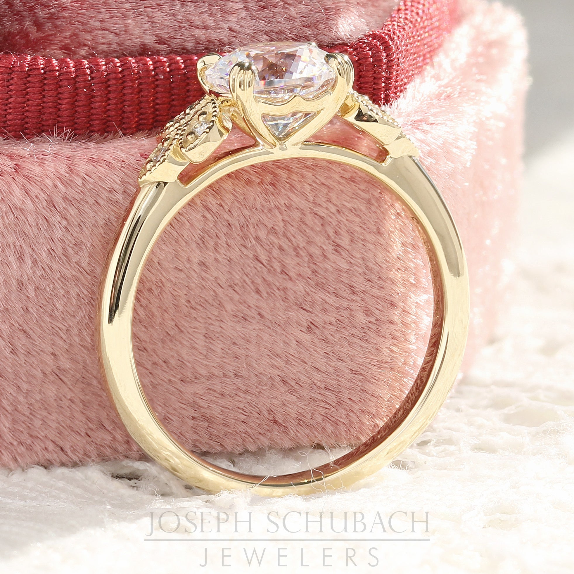 Style 104611: Delicate Leaf Design Engagement Ring with Lab Diamond Accents