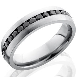 Style 103653: Cobalt Chrome 6mm Domed Band with Channel Set Black Diamonds