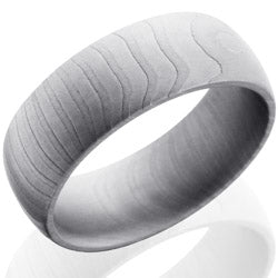 Style 103831: Tiger Patterned Damascus Steel 8mm Domed Band