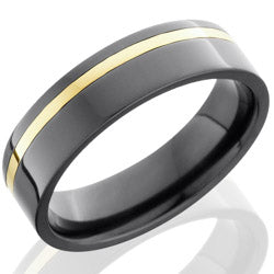 Style 103962: Zirconium 6mm Flat Band with 1mm 14KY