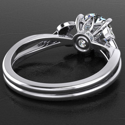 Style 103308: Split Band Engagement Ring With Lab Diamond Leaf Accents And Pavé Basket Base