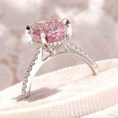 Style 103396: The Victoria Engagement Ring with Radiance® Antique Oval Lab Grown Sapphire and Lab Diamonds