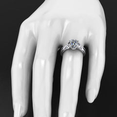 Style 103308: Split Band Engagement Ring With Lab Diamond Leaf Accents And Pavé Basket Base