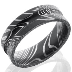 Style 103806: Damascus Steel 7mm Concave Band