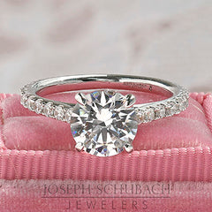 Paris Cathedral Engagement Ring with Round Pavé Band