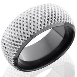 Style 103863: Zirconium 10mm Domed Band with Beveled Edges and Knurl Pattern