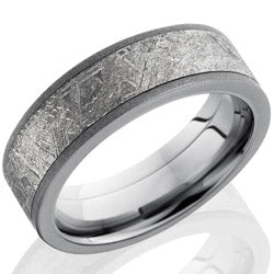 Style 103964: Titanium 7mm Flat Band with 5mm Meteorite