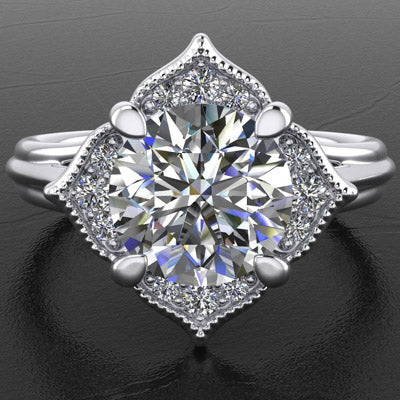 Style 103312: Floral Inspired Diamond Halo Engagement Ring