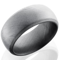 Style 103800: Damascus Steel 10mm Domed Band with Beveled Edges