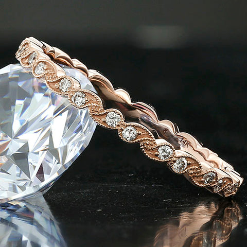 Style 103302: Paisley Designed Eternity Band With Lab Grown Round Diamonds And Milgrained Edges
