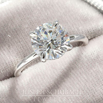 Round Duchess Engagement Ring with Petite Pavé Under Bezel - Stone Detail