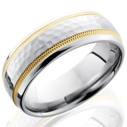 Style 103673: Cobalt Chrome 7mm Domed Band with 2mm Milgrained 14KY
