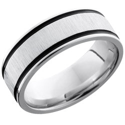 Style 103737: Cobalt Chrome 8mm Flat Band with Antiqued Grooves