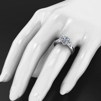 Style 103308: Split Band Engagement Ring With Lab Diamond Leaf Accents And Pavé Basket Base
