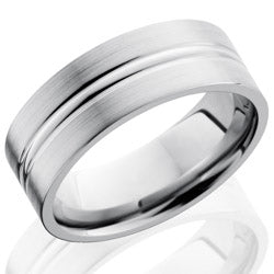 Style 103563: Titanium 8mm Flat Band with Domed Center