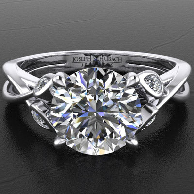 Style 103308: Split Band Engagement Ring With Lab Diamond Leaf Accents And Pavé Basket Base