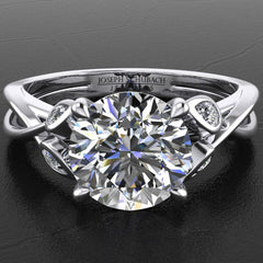 Style 103308: Split Band Engagement Ring With Diamond Leaf Accents And Pave Basket Base