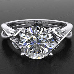 Style 103308: Split Band Engagement Ring With Lab Diamond Leaf Accents And Pavé Basket Base