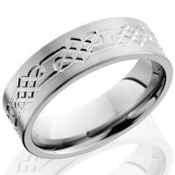 Style 103531: Titanium 7mm Flat Band with Celtic Pattern