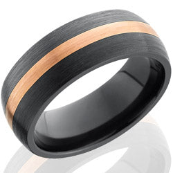 Style 103893: Zirconium 8mm Domed Band with 2mm 14KR