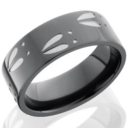 Style 103914: Zirconium 8mm Flat Band with Deer Track Pattern