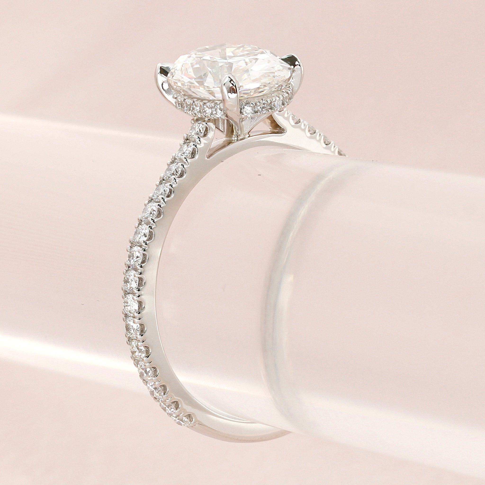 Style 103366: The Victoria Engagement Ring for Round Center with Pavé Diamond Band and Under Bezel