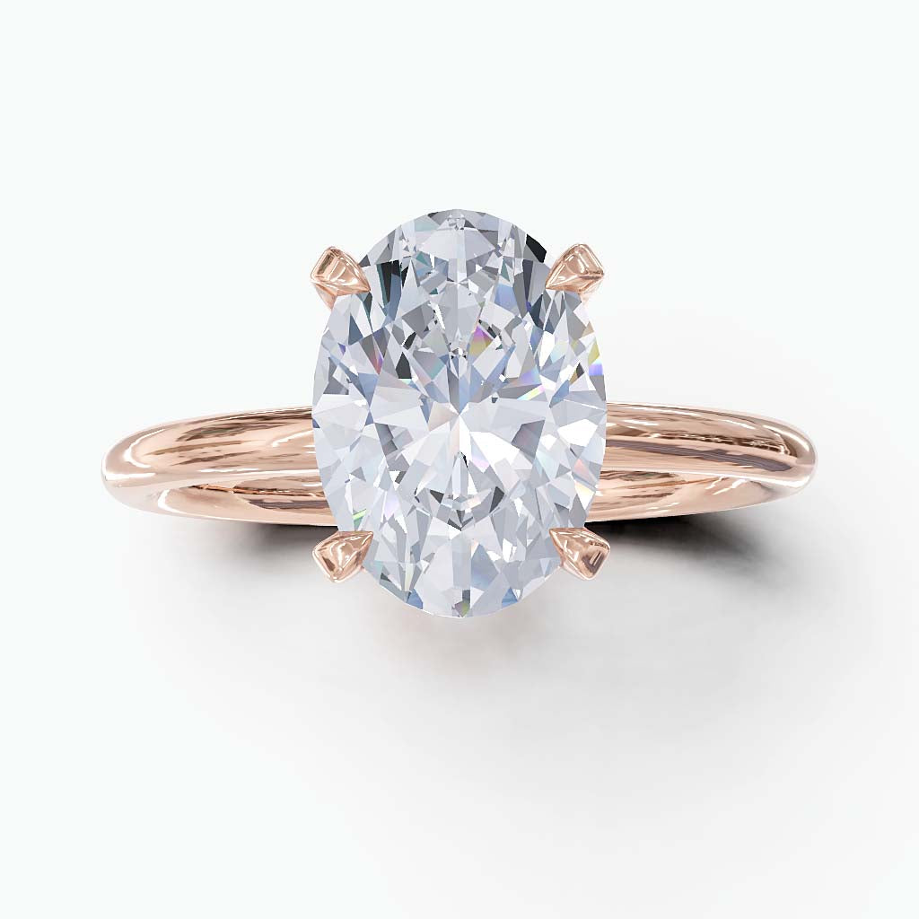 Oval Duchess Engagement Ring with Petite Pavé Under Bezel (Style 103369)