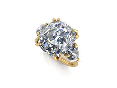 Style 103395: The Monaco custom made three stone ring with an Old Mine Cut center and antique pear shape side stones