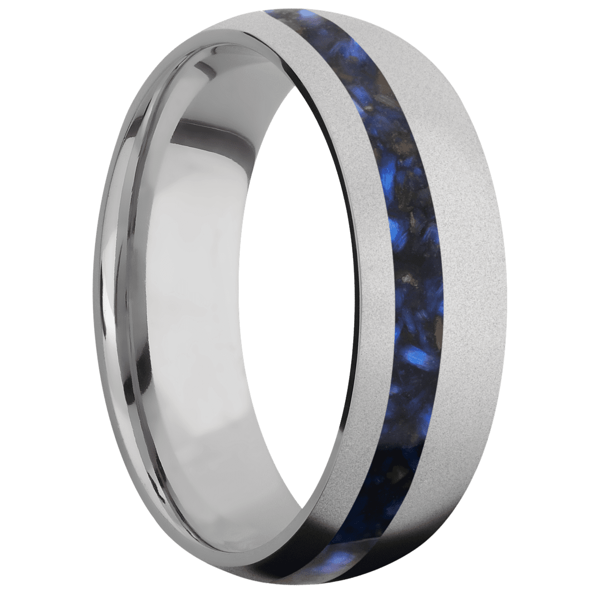 Titanium with Bead , Bead Finish and Blue Tiger Eye Inlay