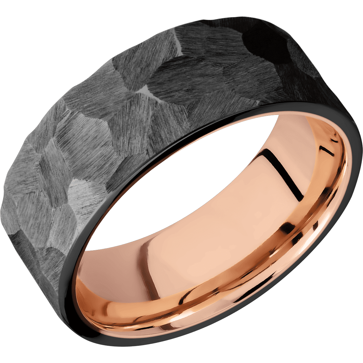 Zirconium with Rock Finish and 14K Rose Gold