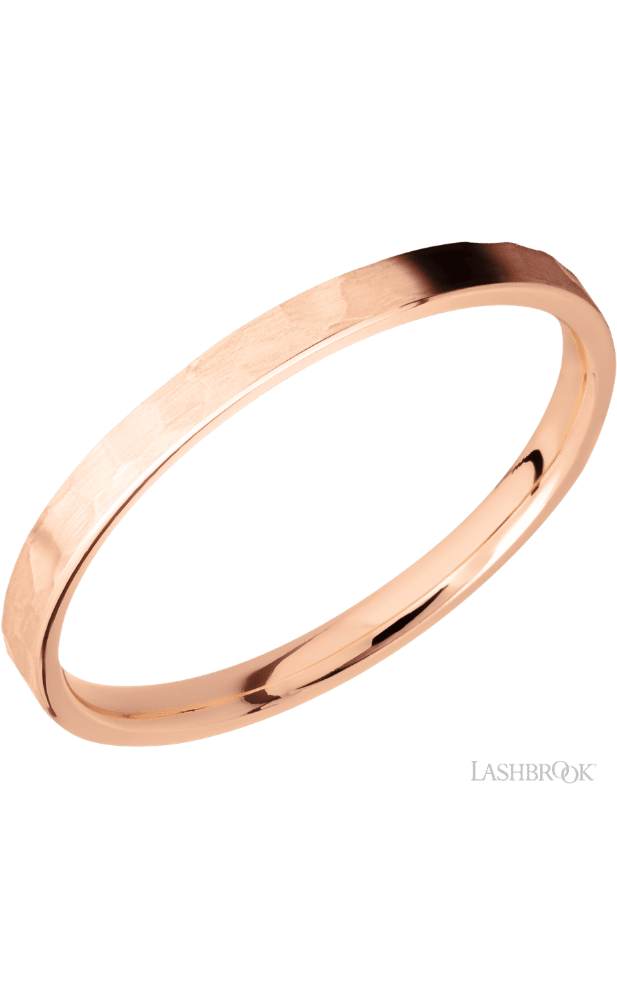 2 mm wide Flat 14K Rose Gold band.