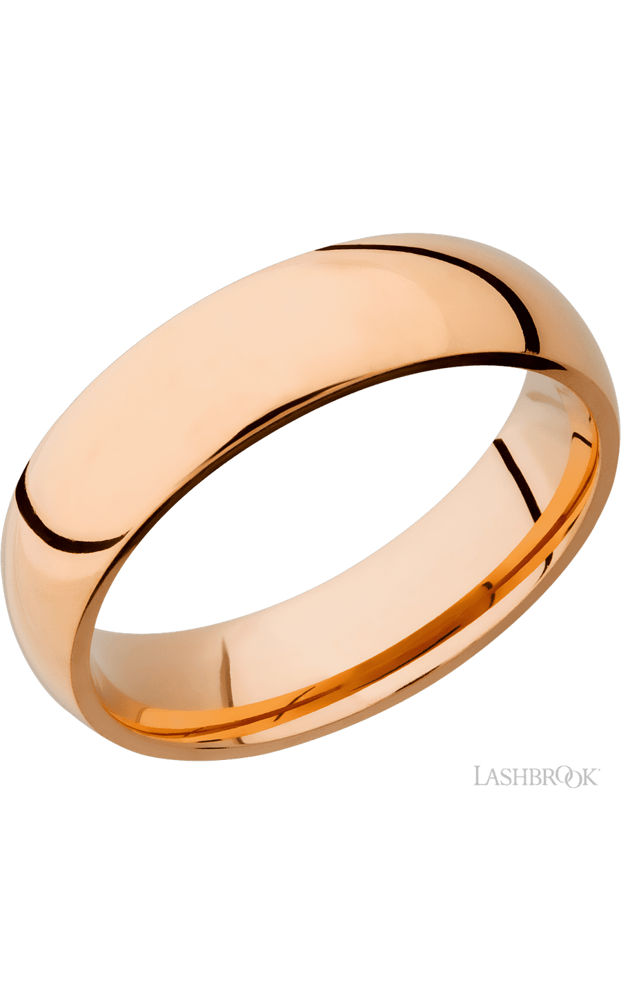 6 mm wide Domed 14K Rose Gold band.