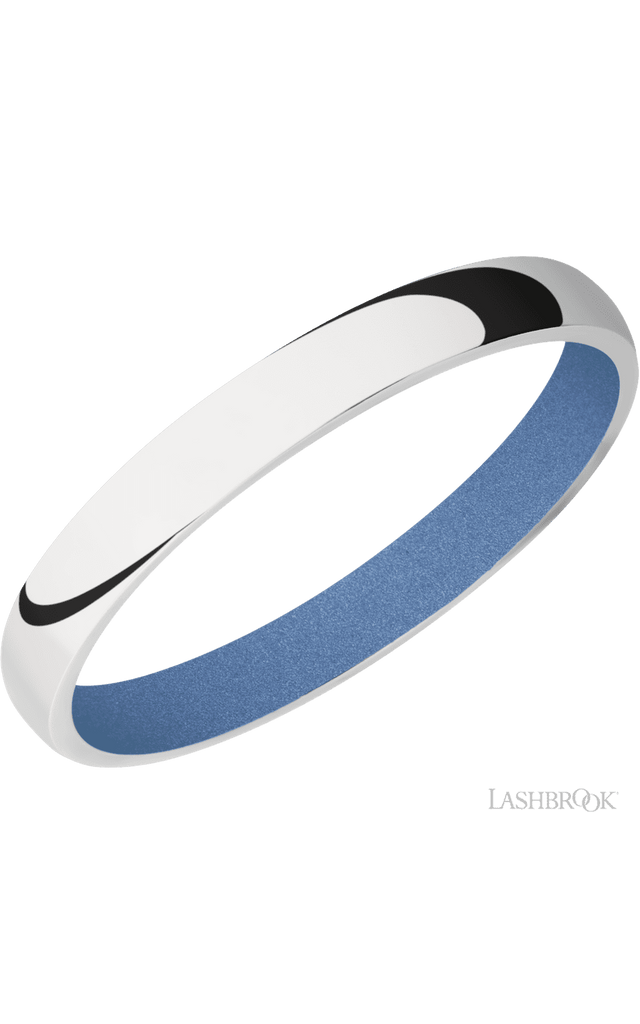 3 mm wide Domed 14K White Gold band featuring a Crushed Orchid sleeve.