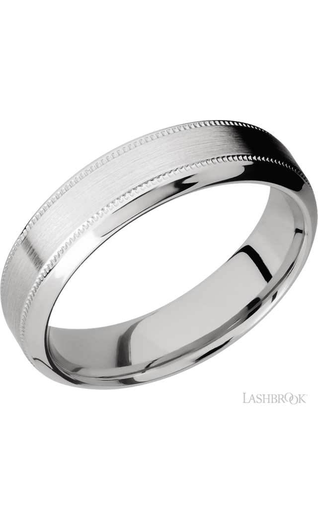 6 mm wide High Bevel Milgrain 14K White Gold band.