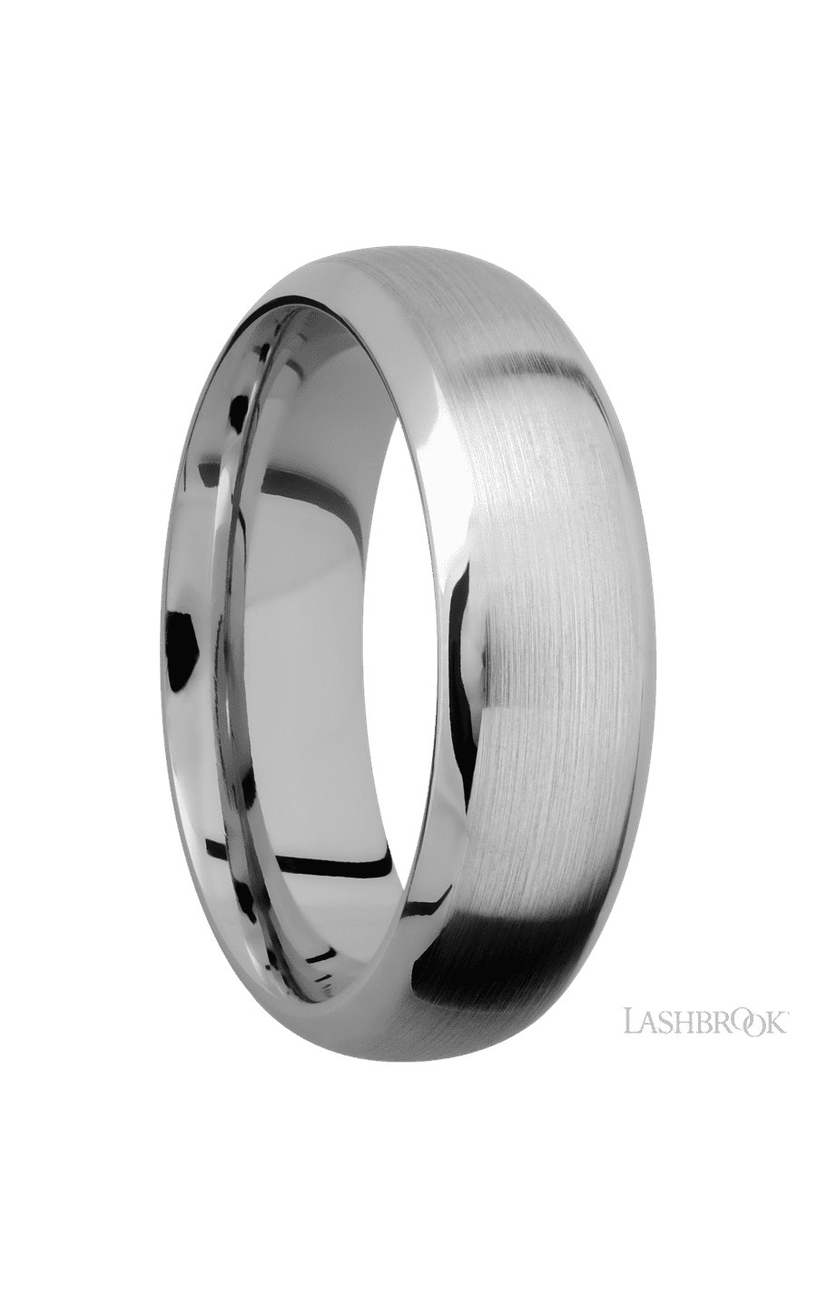 7 mm wide Domed Bevel 14K White Gold band.