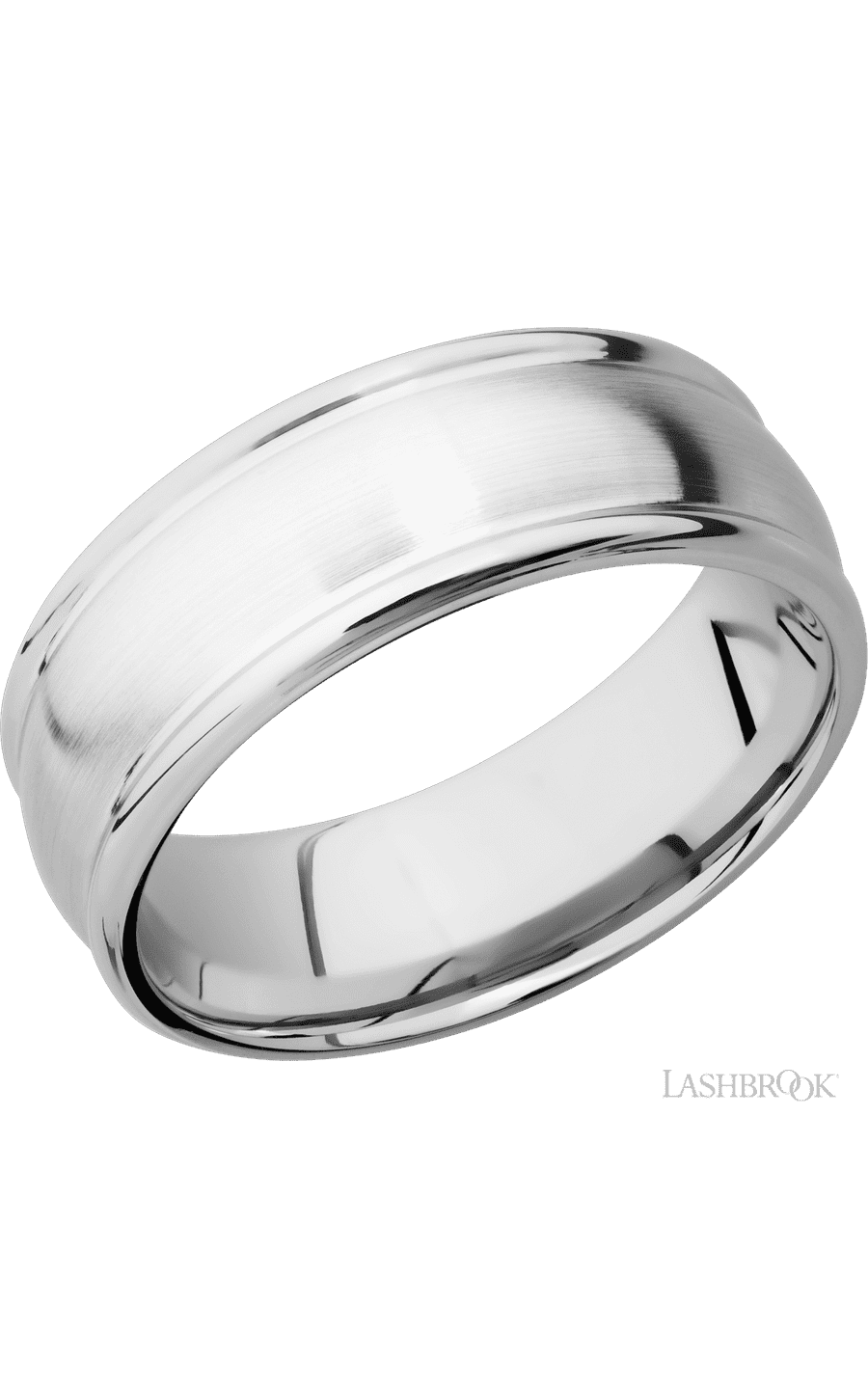8 mm wide Domed Rounded Edges 14K White Gold band.