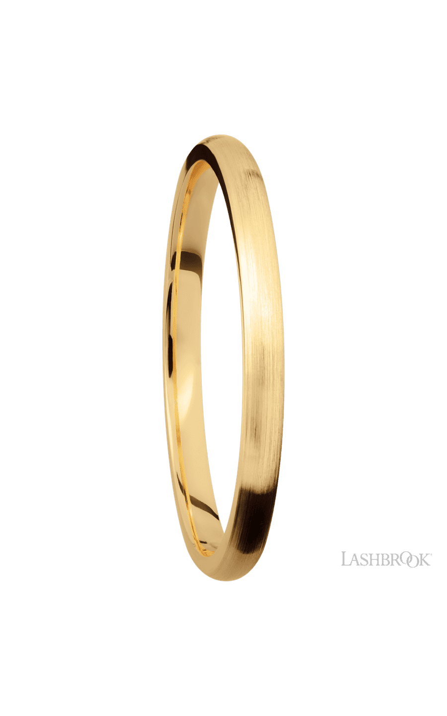 2 mm wide Domed 14K Yellow Gold band.