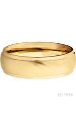7 mm wide Domed Stepped Down Edges 14K Yellow Gold band.