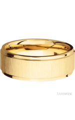 8 mm wide Flat Grooved Edges 14K Yellow Gold band.