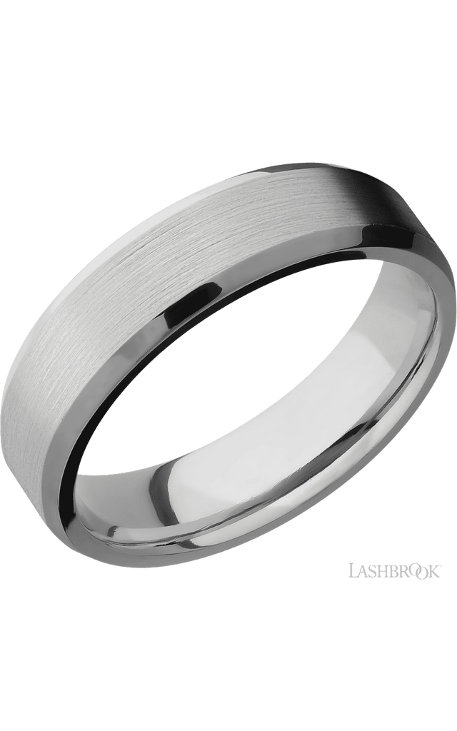 6 mm wide Beveled Titanium band.