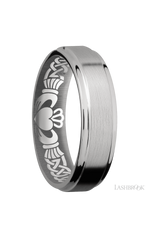 6 mm wide Flat Grooved Edges Titanium band.