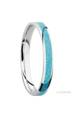 3 mm wide/Domed/Cobalt Chrome band with one 2 mm Centered inlay of Turquoise.